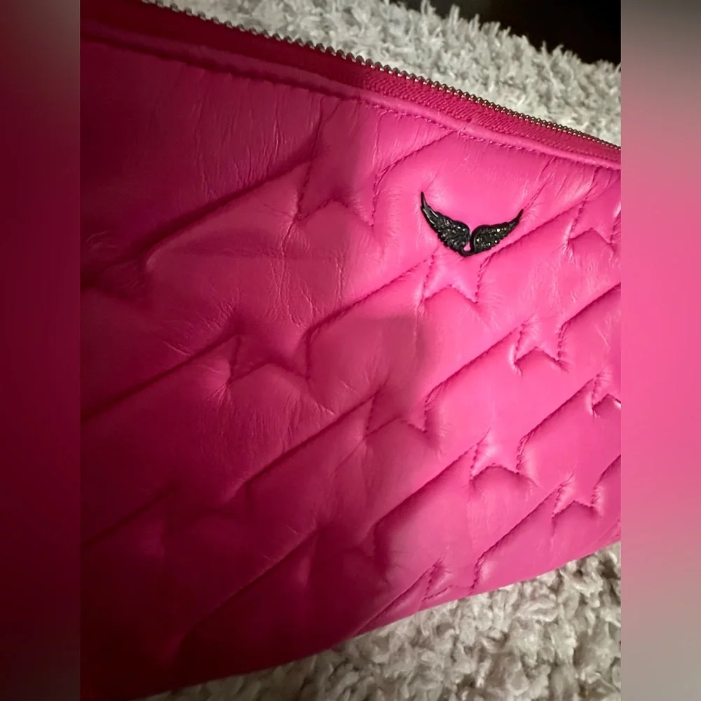 ‼️RARE‼️🎸Zadig & Voltaire🎸🔥NWOT🔥Uma Wing Quilted Leather Wristlet/Clutch in Pink - Picture 14 of 15